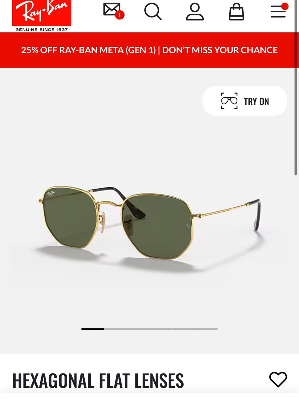Ray-Ban Gold Frame Sunglasses with Dark Green Lenses